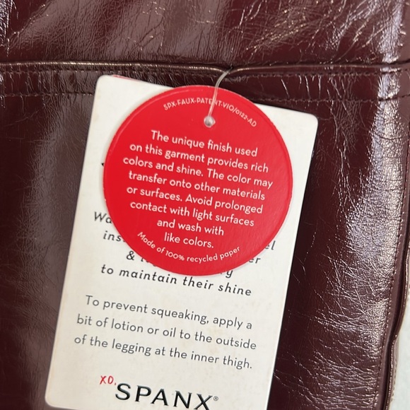Spanx Faux Patent Leather Leggings Burgundy - Picture 10 of 13